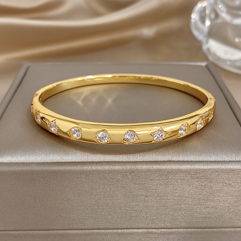 Women's Golden Star Copper Bracelet, Gold Plated Zirconia